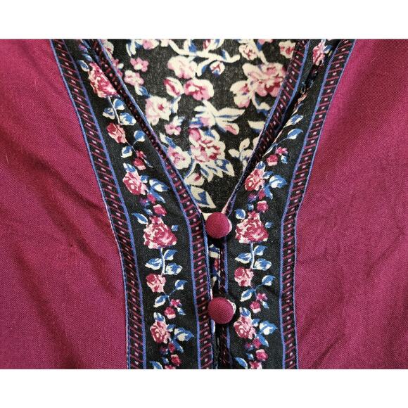 WOMAN WITHIN Women 14 16 Tunic Top Peasant Floral Purple Blue Pink Button Up 40" - Picture 4 of 7